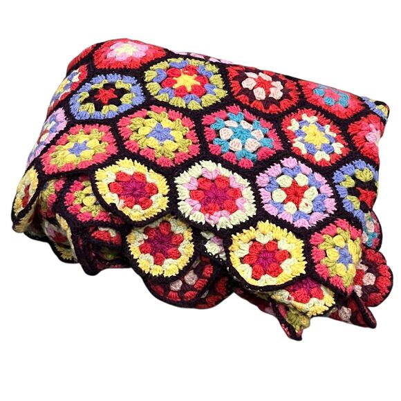 Kaffe Fassett Pine Cone Hill Wool Crochet Granny Hexagon Afghan Throw Blanket - Picture 1 of 11